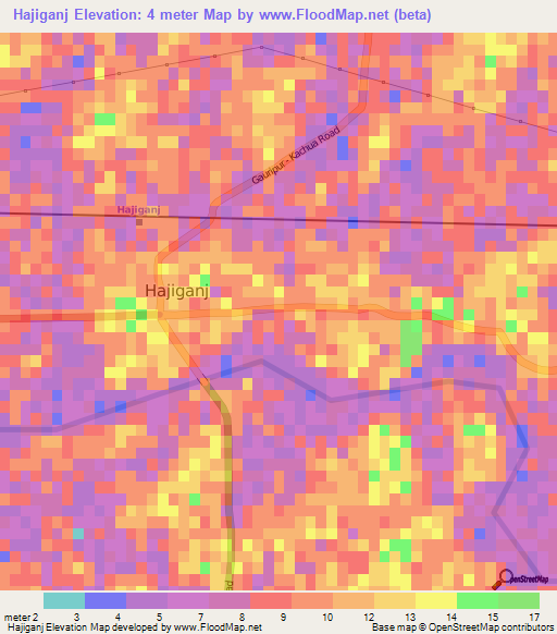 Hajiganj,Bangladesh Elevation Map