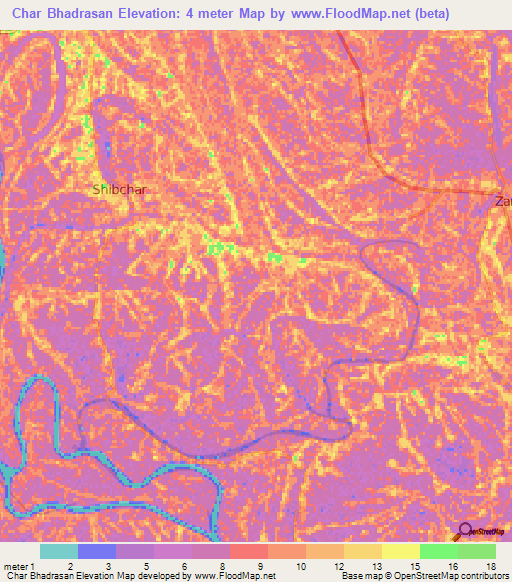 Char Bhadrasan,Bangladesh Elevation Map