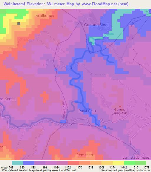 Wainitetemi,Indonesia Elevation Map