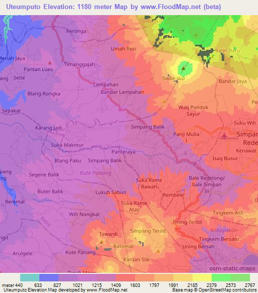 Uteumputo,Indonesia Elevation Map