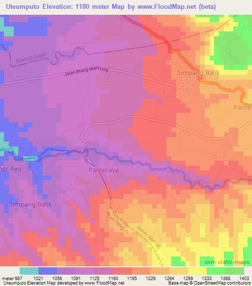 Uteumputo,Indonesia Elevation Map