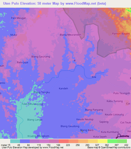 Uten Pulo,Indonesia Elevation Map