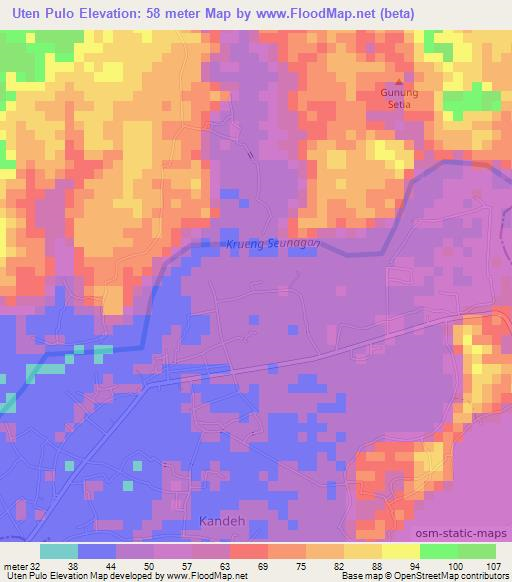 Uten Pulo,Indonesia Elevation Map