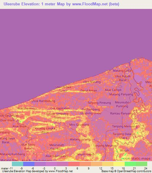 Uleerube,Indonesia Elevation Map