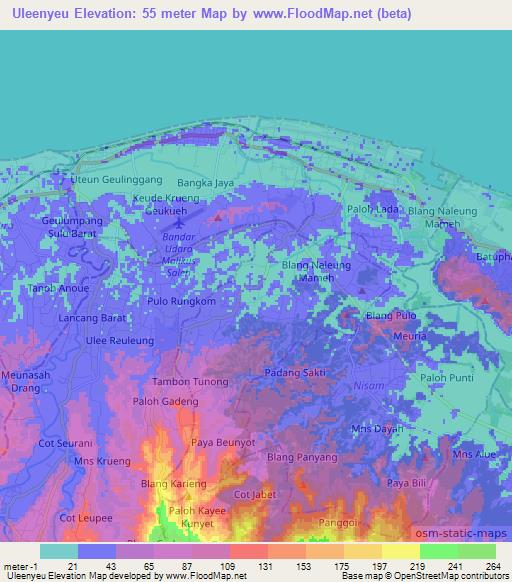 Uleenyeu,Indonesia Elevation Map