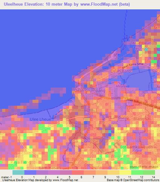 Uleelheue,Indonesia Elevation Map