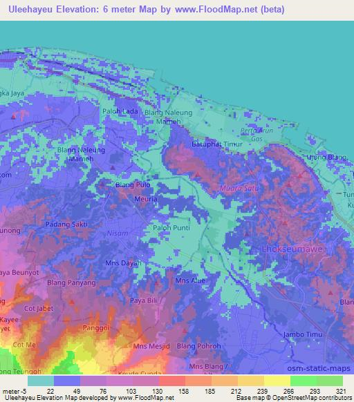 Uleehayeu,Indonesia Elevation Map