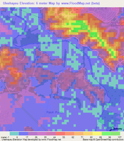 Uleehayeu,Indonesia Elevation Map