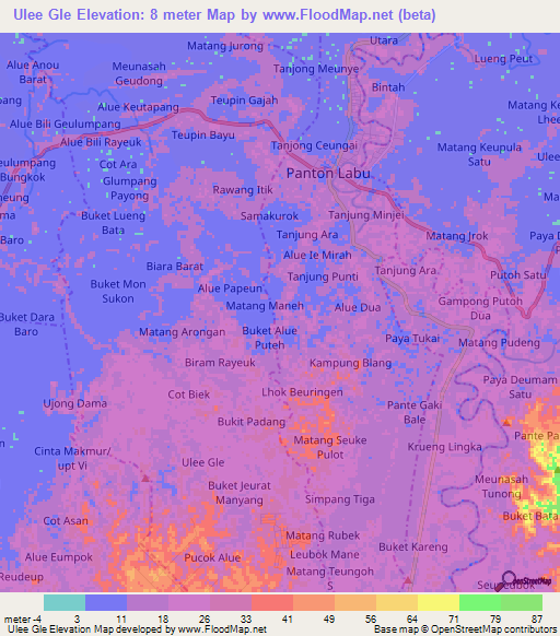 Ulee Gle,Indonesia Elevation Map