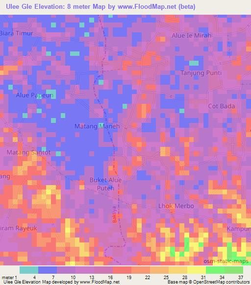 Ulee Gle,Indonesia Elevation Map
