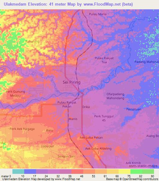 Ulakmedam,Indonesia Elevation Map