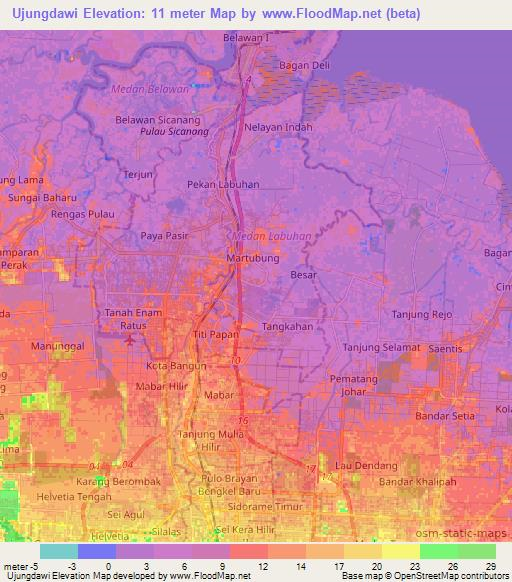 Ujungdawi,Indonesia Elevation Map