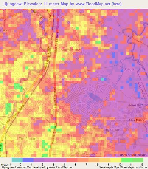 Ujungdawi,Indonesia Elevation Map