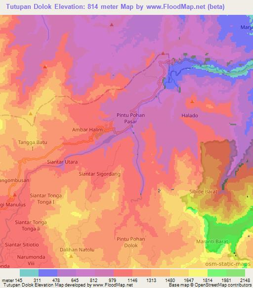 Tutupan Dolok,Indonesia Elevation Map