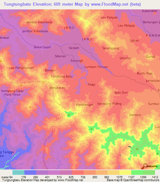 Tungtungbatu,Indonesia Elevation Map