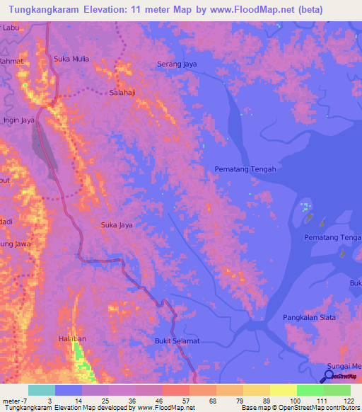 Tungkangkaram,Indonesia Elevation Map