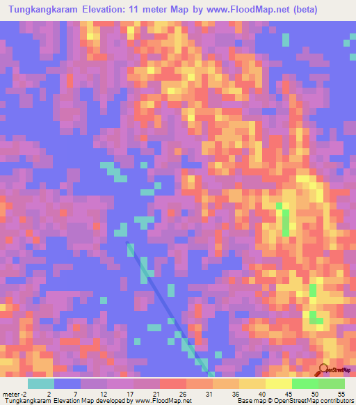 Tungkangkaram,Indonesia Elevation Map