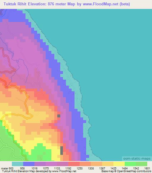 Tuktuk Rihit,Indonesia Elevation Map