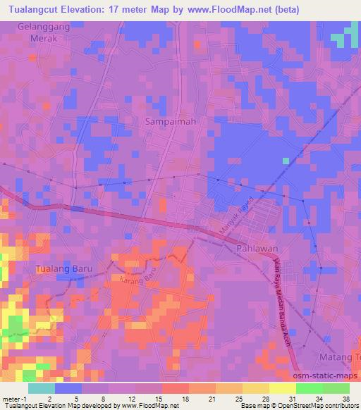 Tualangcut,Indonesia Elevation Map