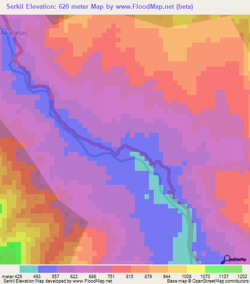 Serkil,Indonesia Elevation Map