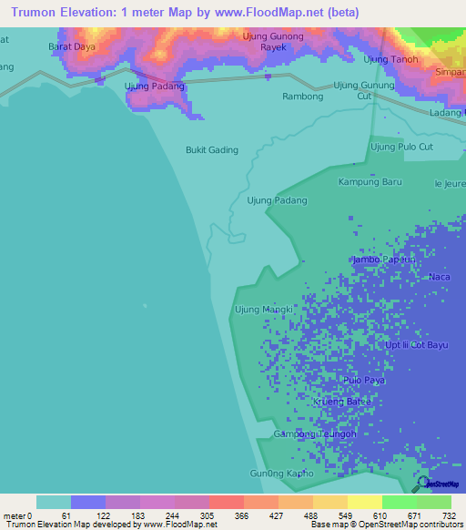 Trumon,Indonesia Elevation Map