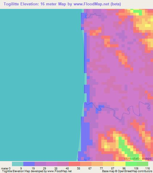 Togilitte,Indonesia Elevation Map