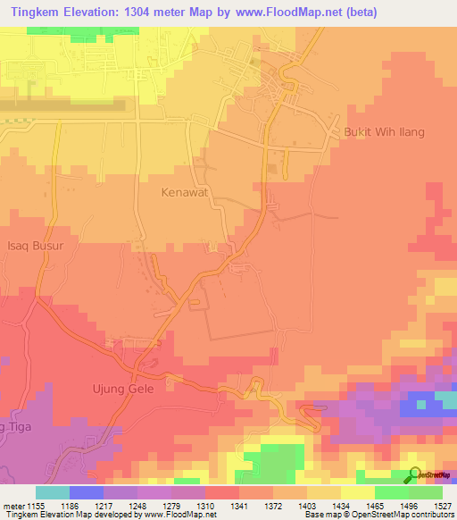 Tingkem,Indonesia Elevation Map