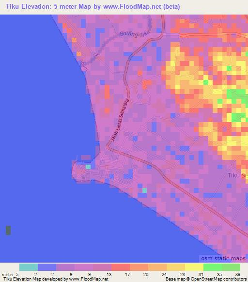 Tiku,Indonesia Elevation Map