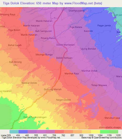 Tiga Dolok,Indonesia Elevation Map