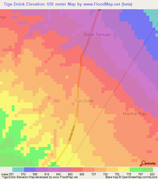 Tiga Dolok,Indonesia Elevation Map