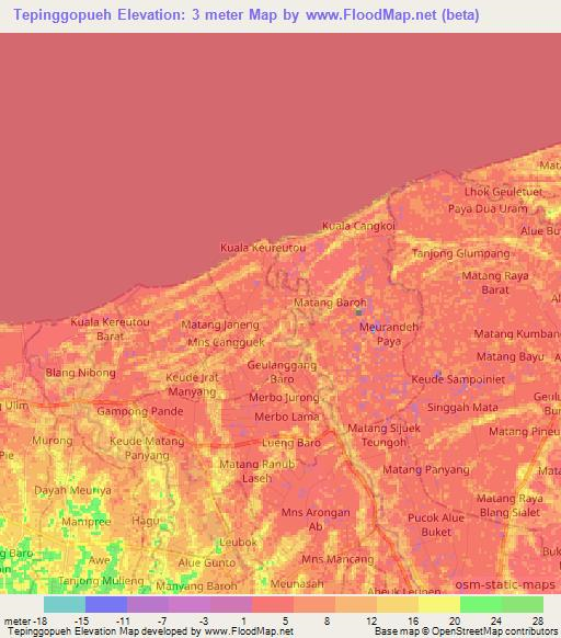 Tepinggopueh,Indonesia Elevation Map