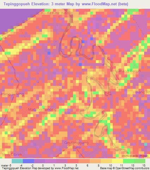 Tepinggopueh,Indonesia Elevation Map