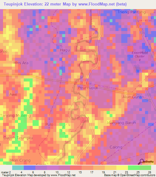 Teupinjok,Indonesia Elevation Map