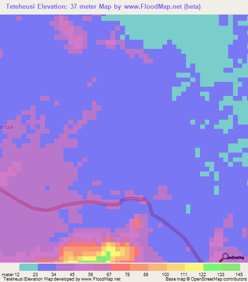 Teteheusi,Indonesia Elevation Map