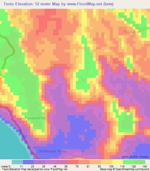 Teolo,Indonesia Elevation Map