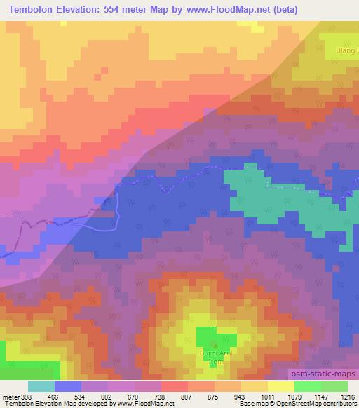 Tembolon,Indonesia Elevation Map