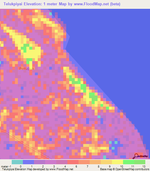 Telukpiyai,Indonesia Elevation Map