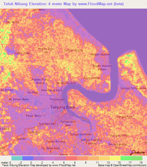 Teluk Nibung,Indonesia Elevation Map