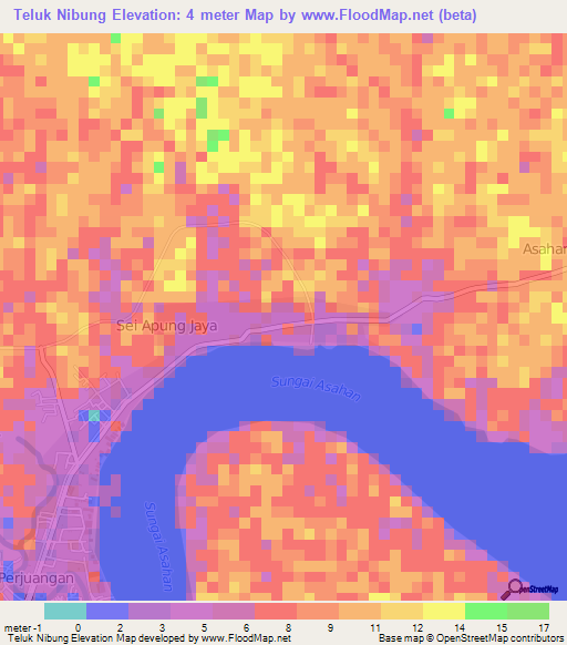 Teluk Nibung,Indonesia Elevation Map