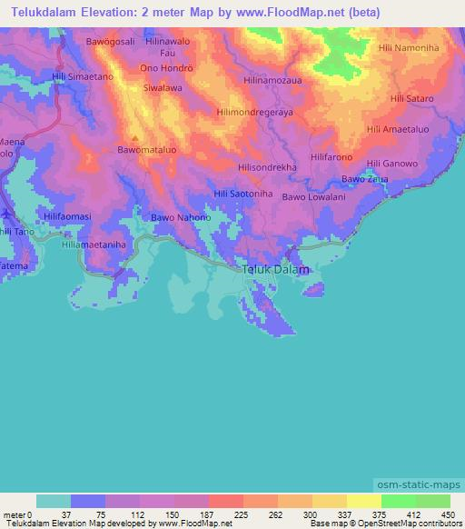 Telukdalam,Indonesia Elevation Map