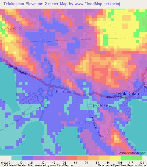 Telukdalam,Indonesia Elevation Map