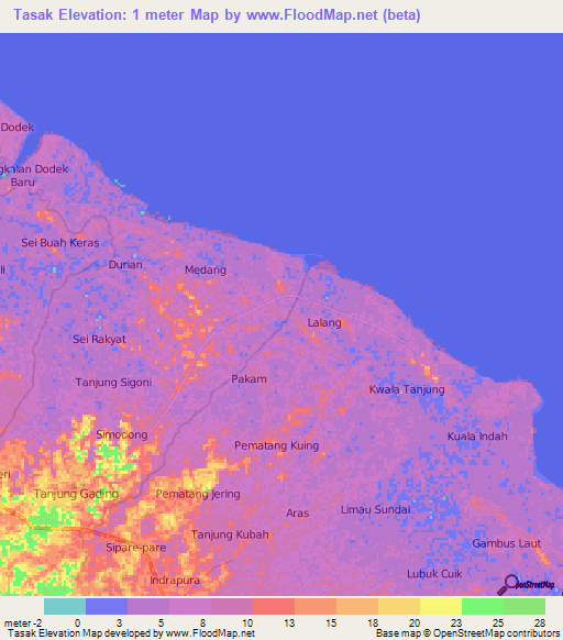 Tasak,Indonesia Elevation Map