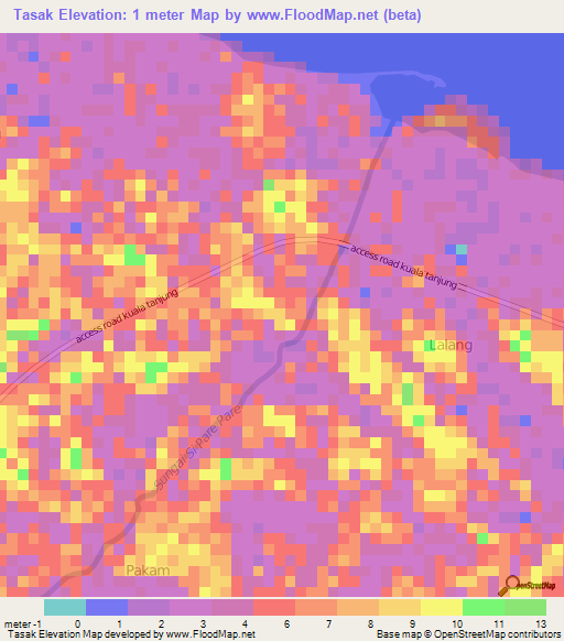 Tasak,Indonesia Elevation Map