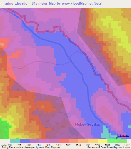 Taring,Indonesia Elevation Map