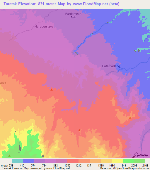 Taratak,Indonesia Elevation Map