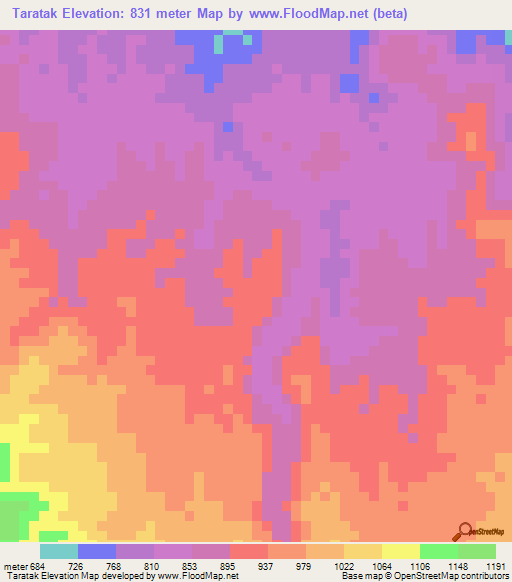 Taratak,Indonesia Elevation Map