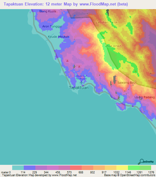 Tapaktuan,Indonesia Elevation Map