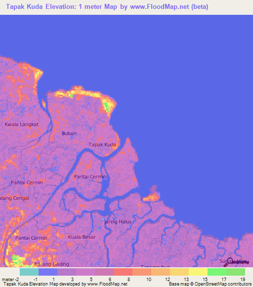 Tapak Kuda,Indonesia Elevation Map