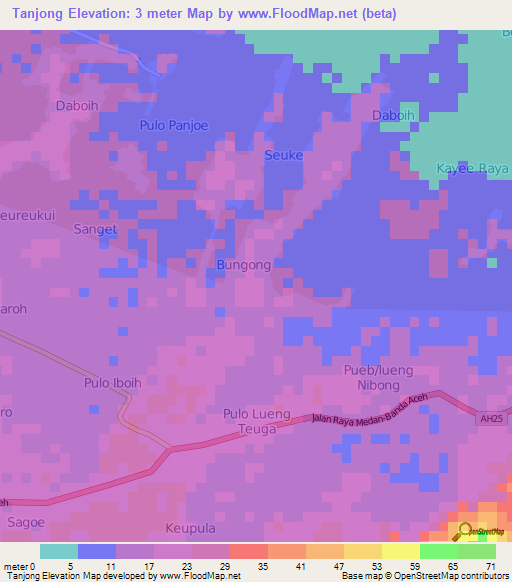 Tanjong,Indonesia Elevation Map