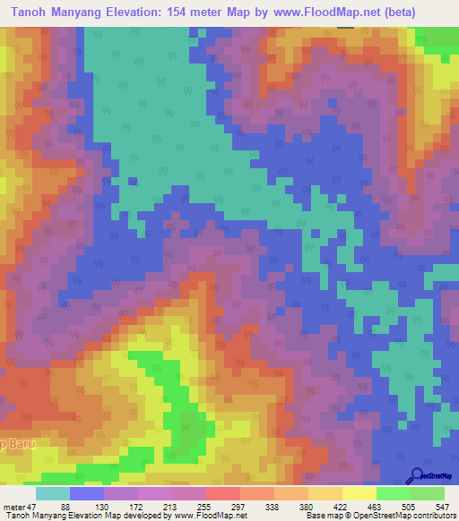 Tanoh Manyang,Indonesia Elevation Map